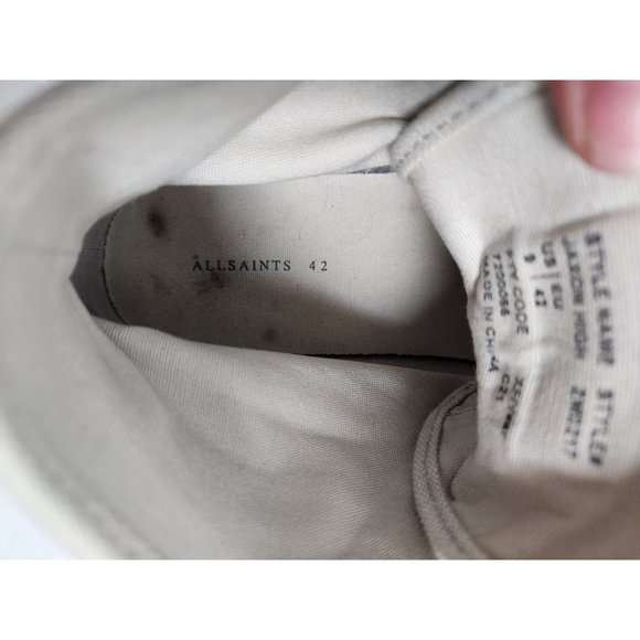 All Saints Men's Sz. 9 Jaxon High Top Canvas Trainers in Chalk White - Picture 6 of 9